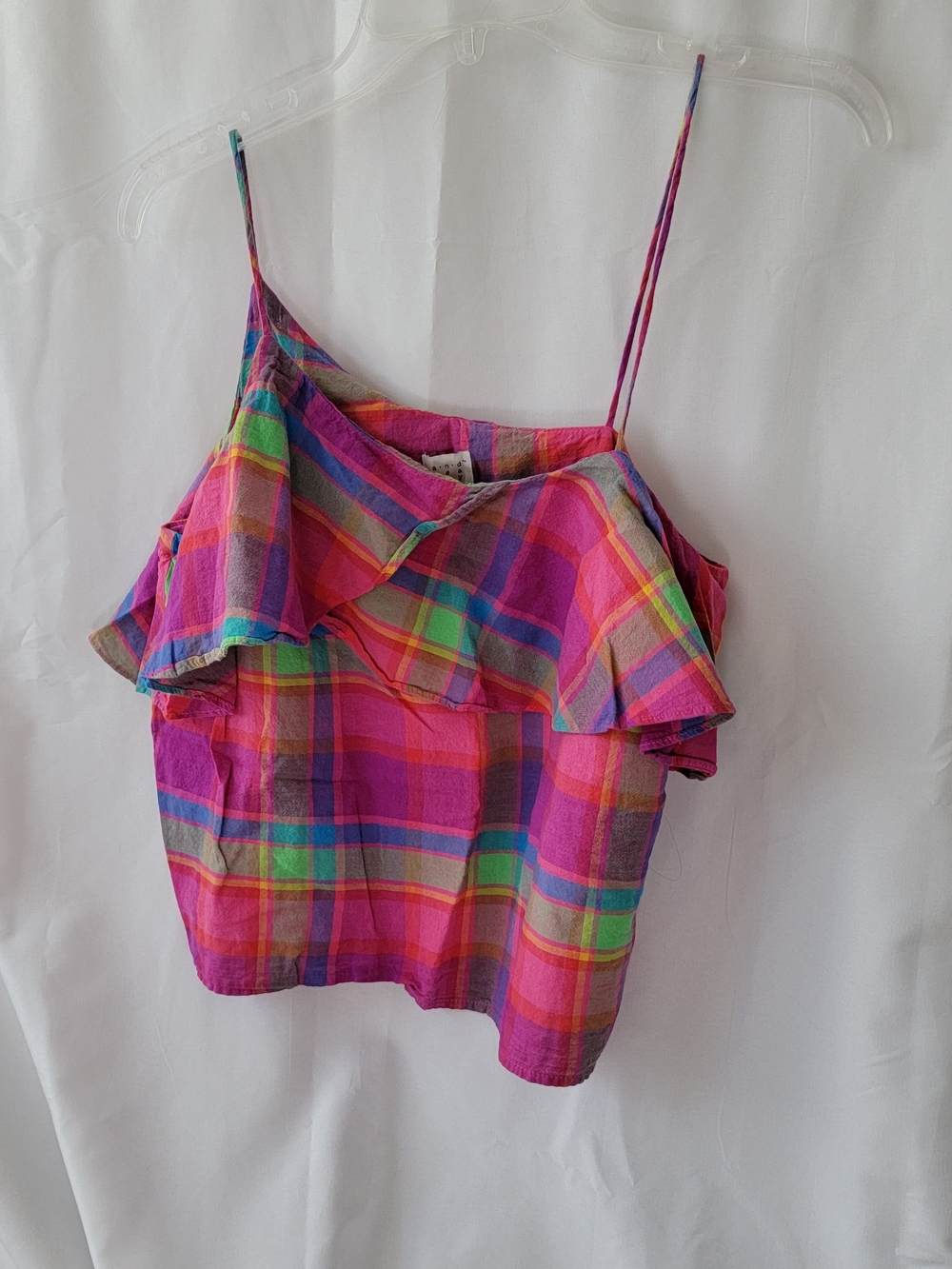 Colorful Plaid Ruffle Cami Top